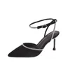 Sandals Large Size 31-43 Ankle Strap Summer Hollow Point Toe 8cm High Heels Women's Shoes Sexy Dress