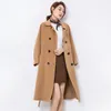 Women's Wool Loose Coat Woman Autumn Winter Thick Pure Color Medium Length Casual Thickened Woolen Trench Black