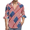 Herren lässige Shirts USA -Flagge Shirt Herumn American National Day Männer Neuheit Blusen Langarm Muster Lustiges Kleidungsstück große Größe große Größe