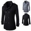 Men's Wool Blends Autumn Men Boutique Black Gray Classic Solid Color Thick Warm Coats Men's Extra Long Trench Coat Male Jacket 231123