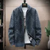 Hommes chandails Cardigan homme automne et hiver rayure pull manteau rue décontracté ample chaud fermeture éclair Chenille épais tricots pull