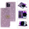 Bling Diamond Glitter en cuir Portefeuille pour iPhone 11 12 Mini 13 14 Pro Max XS MAX 6 7 8G Plus Étui du support de téléphone