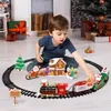 Julleksak leveranser Jultåg Set Electric Train Toy With Sound Light Railway Tracks For Kids Gift Christmas Tree Decorations Steam Train 231124