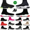 Najwyższej jakości Paris Knit Socks Buty projektant Casual Sneakers Men Men Kobiet Tripler Black Białe różowe graffiti koronkowe prędkości platforma