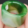 Inner 23.00mm Certified Chinese Natural Green Agate Hand Carved Man Ring