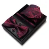 Bow Ties Luxury Silk Birthday Present Tie Hanky ​​Pocket Squares Cufflink Set Nathtie Box Hombre Printed Performance Shirt Accessories