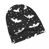 Baskar Bat Goth Happy Halloween Bonnet Hat Sticked Autumn Winter Ski Skallies Beanies Hats Unisex Spring Dual-One Cap