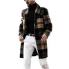 Men's Wool Blends Autumn Winter Fashion Men's Woolen Coats Solid Color Single Breasted Lapel Long Coat Jacket Casual Overcoat Casual Trench 231124