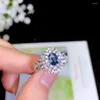 Cluster Ringe KJJEAXCMY Boutique Schmuck 925 Sterling Silber Intarsien Natürlicher Edelstein Blauer Topas Weiblicher Ring Unterstützung Erkennung