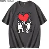 Dames T-shirt K-keith H-haring T-shirt Kawaii T-shirt Kpop T-shirt Schattig Gothic T-shirt 100% katoen Zomerkleding T-shirt Heren/Dames