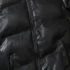 Designer katoen zwart minimalistisch zwaargewicht opstaande kraag PU-leer verdikt warm donsjack