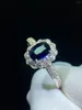 Clusterringen Fijne sieraden Saffierring Natuurlijk 0.86ct Blue Gemstone Pure 18 K Goud voor vrouwelijke diamanten