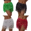 Skirts Women Sexy Belly Skirt Sequined Fringe Miniskirt with Adjustable Waist Straps Mini Skirt for Dance Performance Rave Party 231124