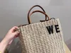 Bolsa de designer de moda capaz de bolsas de palha Lafite de alta qualidade Tote portátil de grande capacidade bolsa de férias feminina tecida à mão, alça de couro de designer e alça de ombro