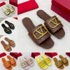 Designer sandalen klassieke nieuwe dames sandalen kenmerkende graan lederen decoratief element slippers fabriek outlet