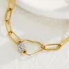 Link Bracelets Wild Free Fashion Gold Color Stainless Fory for Women Luxury Zircon Heart Aesthetic Jóias
