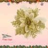 Flores decorativas 3/5 peças enfeites de árvore de poinsétia com glitter de natal artificial para decoração de natal guirlanda de guirlanda