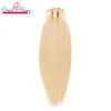 Clipe em extensões de cabelo Humano Bleach loiro loiro de 14 a 30 polegadas Remy Extensões de clipe de cabelo duplo de trama dupla extensão de cabelo loiro reto para mulheres #613 160g 10pcs 22clips