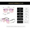 Solglasögon Fashion Luxury Metal Half-rimmad fyrkantig rampersonlighet UV400 Casual Black Eyewear för vuxna kvinnor män