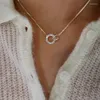 Anhänger Halsketten Trendy Mode Silber Farbe Herz Stern Kreis Klar Rosa Bowtie Halskette Für Frauen Mädchen Schmuck Dropship Großhandel