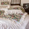 Ensembles de literie Style français pur coton Vintage ensemble fleurs à volants Patchwork housse de couette jupe de lit couvre-lit taie d'oreiller