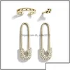 Hoop huggie hoop hie unik design imitation pearl cz papper clip säkerhet stift stud örhänge för kvinnor flickor guld punk kropp piercing earr dh6ml