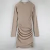 Casual Kleider Frühling Herbst Damen Shirt Kleid Oansatz Langarm Korean Fashion Mini Sexy Robe Femme Falten Chic Bodycon Vestidos