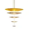 Hängslampor Art Deco Gold Round Lights El Hall Foyer Shop Hanging Lamp Wire Justerbar Glittrande lyx nyhet