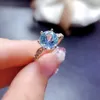 Anelli a grappolo Anello con topazio blu di Londra naturale Anello di fidanzamento in argento sterling 925 Regalo di lusso per posta gratuita da donna Gioielleria raffinata