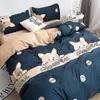 Set di biancheria da letto Home Texile Lenzuolo Federapiumino Cove Set Copripiumino Fashion Blue Bed Biancheria da letto per adulti Green Leaf Linens