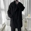 Men's Wool Blends Winter Double Breasted Woolen Coat Men Warm Fashion Casual Long Korean Loose Oversized Trench s Overcoat 231123