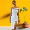 Urban Sexy Dresses Weiß Blau, figurbetontes Verbandkleid für Damen, Sommer, sexy, elegant, schwarz, schulterfrei, trägerlos, Promi-Landebahn-Partykleid 231123