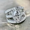 Wedding Rings DRlove Marquise Cubic Zirconia Women Luxury Wide Band Engagement Ceremony Party Female Trendy Jewelry