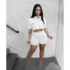 Tute da donna Set da donna Camicia corta con tasca a maniche corte e pantaloncini laterali Completo 2023 Streetwear Cargo Two 2 Piece Outfit