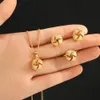 Wedding Jewelry Sets Trendy Geometric Gold Color Alloy Metal Twist Lucky Knot Earrings Necklace Ring Jewelry Set for Women Girls Vintage Accesories 231123