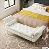 Bedroom Furniture Sitting Bench Pu Leather With Storage Space And 2 Pillows Hardware Feet White Drop Delivery Home Garden Dhvlb