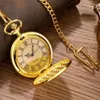 Montres de poche Antique Steampunk Vintage chiffres romains Quartz montre de poche boîtier multicolore collier pendentif horloge chaîne hommes femmes 231123
