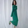 Casual Dresses Women's Round Neck Hollow Out Sexy Temperament Pendlar Cocktail Party Evening Dress Open Back Long Sleeve