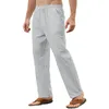 Homme Pantalon Couleur Pleine Coton Lin Coupe Ample Simple Léger Taille élastique Garçon Slip Power 10 Star