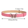 Belts Faux Leather Women Butterfly Buckle Waist Strap Rhinestone Shiny Silver Belt Metal Diamond Wide Dress Decorative