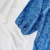 Vestidos de menina primavera estilo coreano roupas a linha saia manga longa floral azul bonito vestido de princesa para meninas de 3 a 8 anos