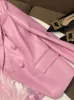 Women s Jackets Lautaro Spring Stylish Short Pink Soft Pu Leather Blazer Long Sleeve Slim Fit Luxury for Women Elegant Fashion 5xl 231124