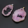 Colares pendentes 40-50x30x6mm de cristal de cristal rosa irregular Bud rosa prateado jóias de pedras naturais que produzem acessórios de colar de presente Party1pc