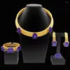 Halsbandörhängen Set unik design 24k Guldpläterade smycken för kvinnor eleganta ringarmbandtillbehör ll