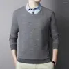 Men's Dress Shirts Clothing Spring Fake Two Pieces High-End T-Shirt Thin Sweater Dralon Thermal Top Slim Fit Knitted Bottom Shirt Man