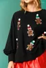 Hoodies femininos natal doce lantejoulas engrossado versátil superior manga longa camisola mulher moda em torno do pescoço solto pullovers casuais