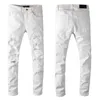 Designer Vêtements Denim Pantalons Amiiri 2023 Nouvelle Tendance De La Mode Slim Fit Petit Pied Diamants Élastiques Blanc Jeans Hommes Amiiri Marque De Mode En Détresse Déchiré Maigre