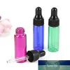 Partihandel Blue Green Purple Red Amber Mini Glasflaskor 5 ml Prov Pipettdroppsflaska med svarta lock som är redo att skicka ZZ