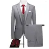 Herrenanzüge 2023 Neueste Revers Mode High-End-Marke Einfarbig Herren Formal Business Slim Suit 3Pces Male Jacket Kostüm Homme