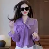 Blouses pour femmes 2XL femmes été printemps chemises dame mode décontracté à manches longues couleur unie vêtements hauts bureau court WY0852